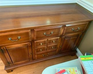 #24	Empire Cabinet w/5 drawers & 2 doors w/1 shelf w/felt  lined Silverware Drawer- 48Wx19Dx32T	 $275.00 
