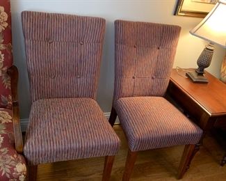 #46	burgundy/Orange/Blue Stripe Button Back Parsons Chair - sold as a pair	 $60.00 
