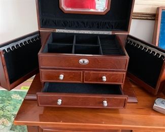 #65	Wood Jewelry Box w/lift-up Top and Flip-out Sides - 18x10.5x10	 $75.00 

