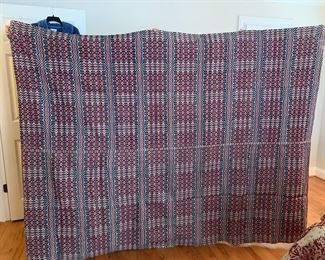 #90	Hand woven red white and blue spread 90x72	$30 
