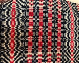 #90	Hand woven red white and blue spread 90x72	$30 

