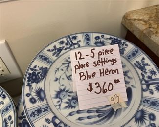 #95	12 pieces 5 place settings blue heron	$360 
