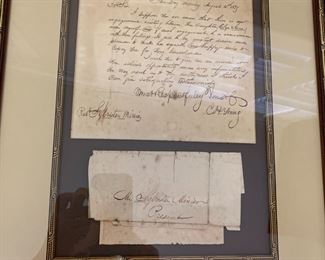 #101	Framed antique letter from a reverend	$40 
