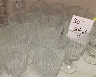 #103	set of 11 crystal water glasses	$30 

