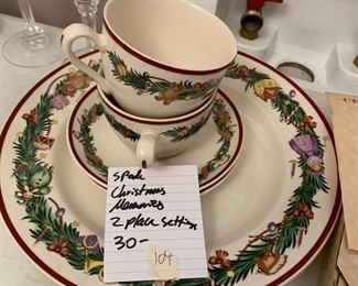 #104	Spode Christmas memories 2 plates, 2 cups and saucers	$30 
