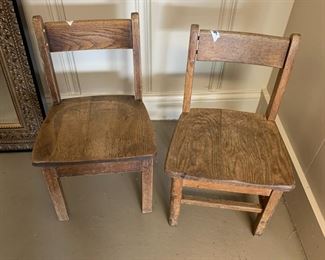 #106	2 oak kids chairs 	$20 
