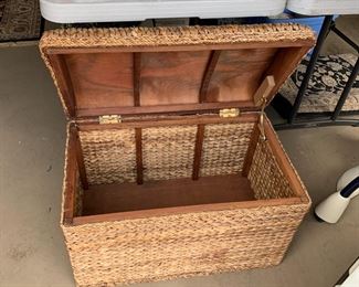 #130	basket weave hamper with wood structure 28x16x17	$40 
#131	basket weave hamper with wood structure 23x13x13	$25 

