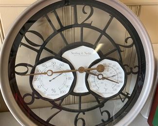 #132	sterling and noble outdoor clock with thermometer and humidity	$25 
