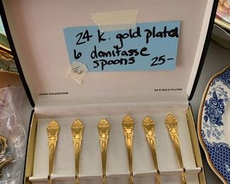 #168	24K Gold Plated 6 Demitasse Spoons	 $25.00 
