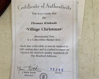 #202 Thomas Kincade "Village Christmas" No T2245 lighted christmas tree $100