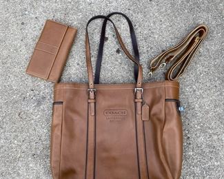 #200 Couch tan leather bag NO F05Q-5128 Shoulder bag with matching wallet that will hold a check book $60