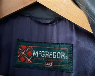 #210	coat	men's McGregor black leather long coat with belt 	 $40.00 			
