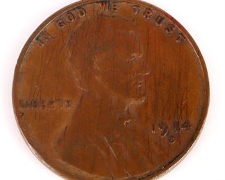 1914-D wheat penny coin