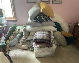 Tons of bed pillows and Toss pillows 
