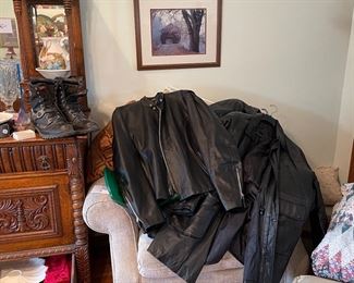 Leather bike jacket Harley boots 