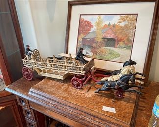 Cast iron horse fire carriage 