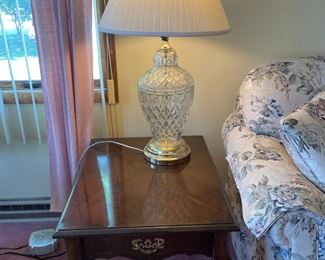French Provincial Table & Crystal Base Lamp 