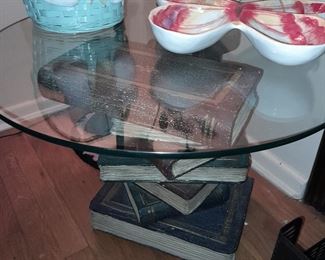 Book Themed Glass Top Coffee Table