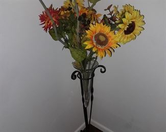 Flowers In Cast Iron Floor Vase