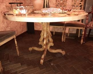 Carved Round Table W/ 4 Chairs