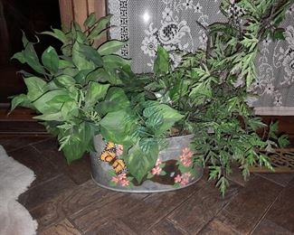 Large Ivy Floral Arrangement In Tin Bucket