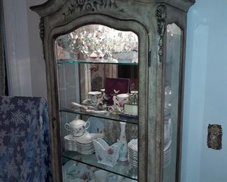 BEAUTIFULLY Painted Display Case W/ 2 Drawers