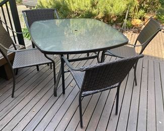 patio table with 2 sets of 2 chairs