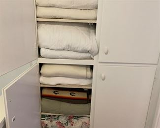 Linens:  Blankets, duvet cover, mattress pads