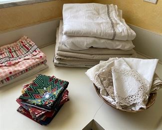 Linens:  sheets, pillowcases, and doilies 