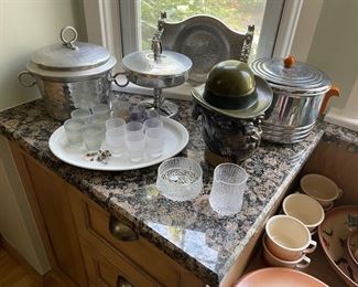 hammered aluminum bar ware, frosted glass shot glasses and more!