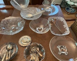 Steuben glass dishes, Fostoria, and more!