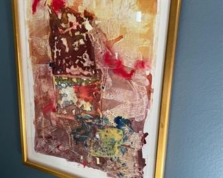 Framed mixed media artwork