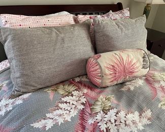 Queen Coverlet, shams, and round pillow 