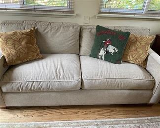 2-cushion couch in ivory linen