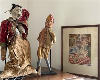 Vintage martinet puppets and watercolor