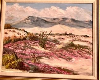 Signed beautiful landscape with vivid colors signed framed oil painting.
