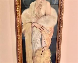 Newer framed picture of an Art Deco dressed lady.