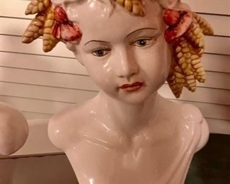 Large porcelain one of the sets of 4 of the four seasons. I have not seen a mark, looks to be Italian by researching could be made 1970's or earlier there is crazing in the glaze, we are not professional appraisers. We research and label items the best to our knowledge, have only seen two singles not seen all four together and these came from Kentucky area when mom lived there. Selling all 4 as a set will not break up the set. They are beautiful in person.