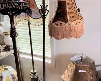 Quick old pictures, this is of floor lamps, will be set up for sale. The numbers are my inventory numbers on lamps for researching not prices.