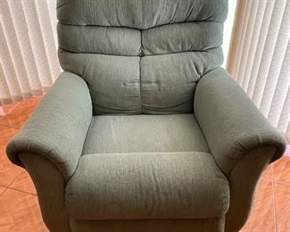 Recliner, sage green great condition
