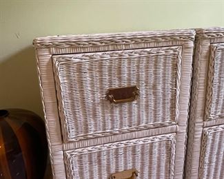 2 wicker two drawer file cabinets