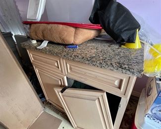 Cabinet with granite top. Door just needs a hinge, couple of handles