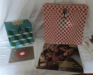 1960s 45 and record album cases with records