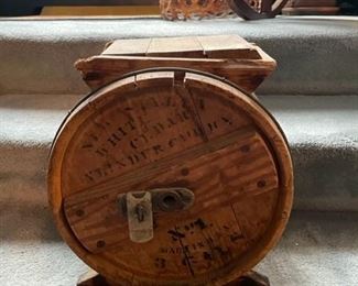 $75 - VINTAGE WHITE CEDAR BUTTER CHURN - NO. 1 -MISSING HANDLE