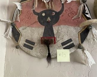 $275 - BUFFALO DREAMER SHIELD - NATIVE AMERICAN MADE - 20"W - PURCHASED FROM PRAIRIE EDGE, S DAKOTA 