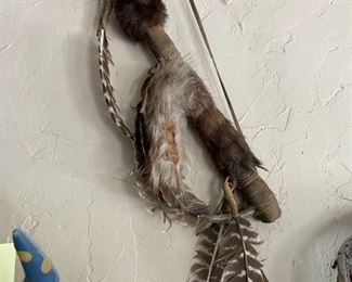 $75 - CEREMONIAL WAR CLUB? - NATIVE AMERICAN MADE - 22"L - LIKELY PURCHASED FROM PRAIRIE EDGE, S DAKOTA 