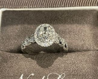$1,500.00 - NEIL LANE 1 1/6 CARAT DIAMOND ENGAGEMENT RING - 14K MOUNT/WHITE DIAMONDS - SIZE 6.5