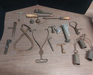 Flat of Iron Tools: Schiller Ice & Coal Tongs