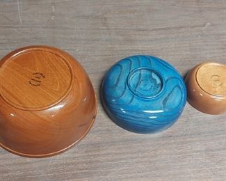3 Hand Crafted Wooden Bowls by Tim Lerch