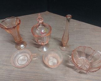 6 Pcs of Pink Depression Glass